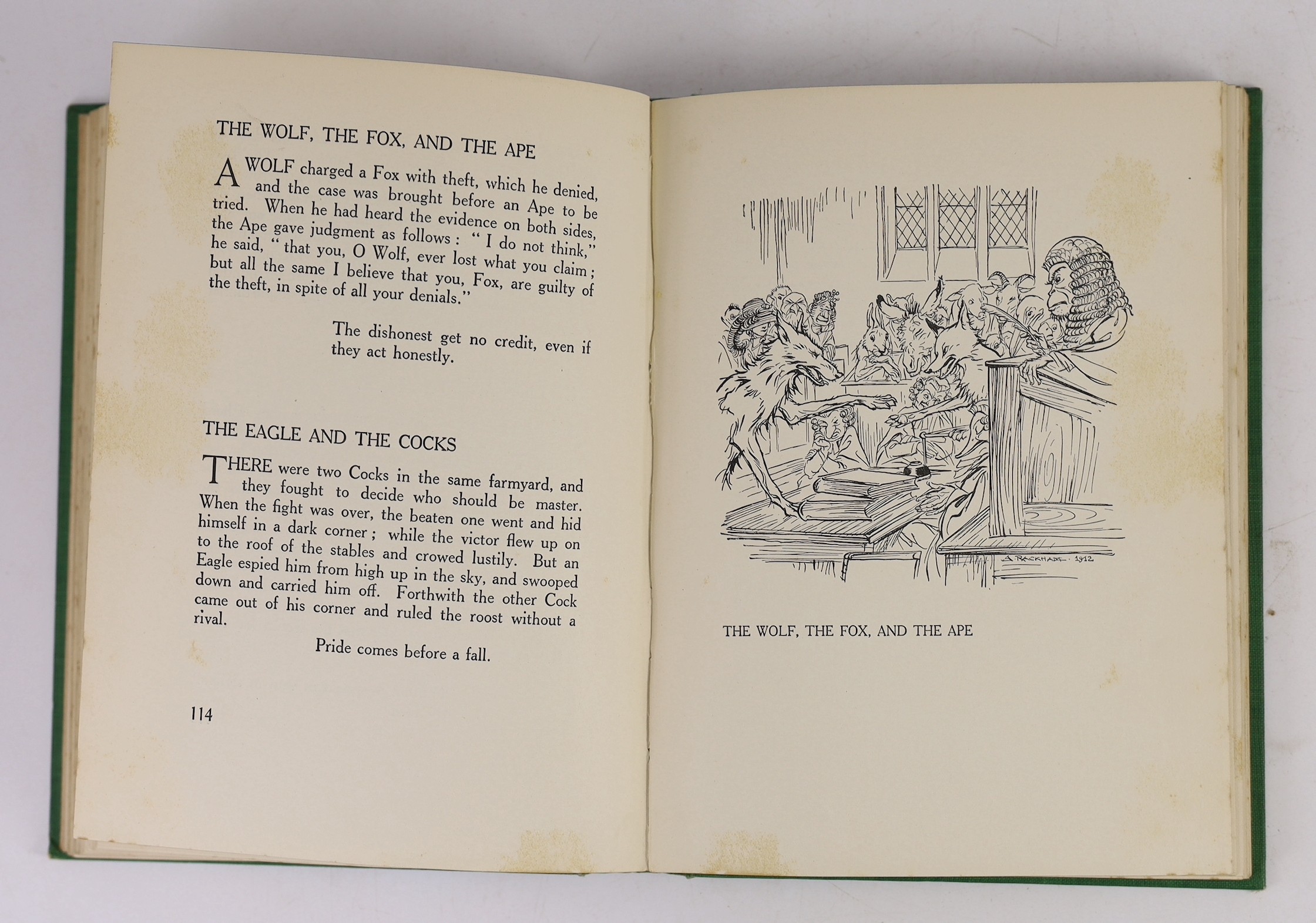 Aesop - Fables. A new translation by V.S. Vernon Jones, with an introduction by G.K. Chesterton. 13 coloured plates (with captioned guards), num. text illus. & coloured pictorial e/ps. (by Arthur Rackham). 1st trade edit